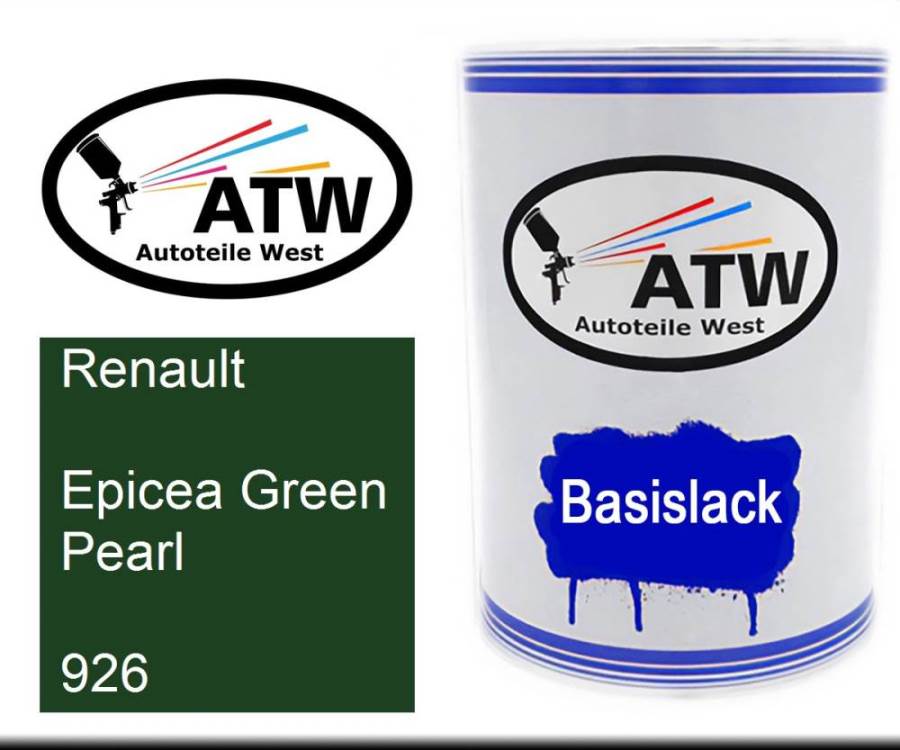 Renault, Epicea Green Pearl, 926: 500ml Lackdose, von ATW Autoteile West.